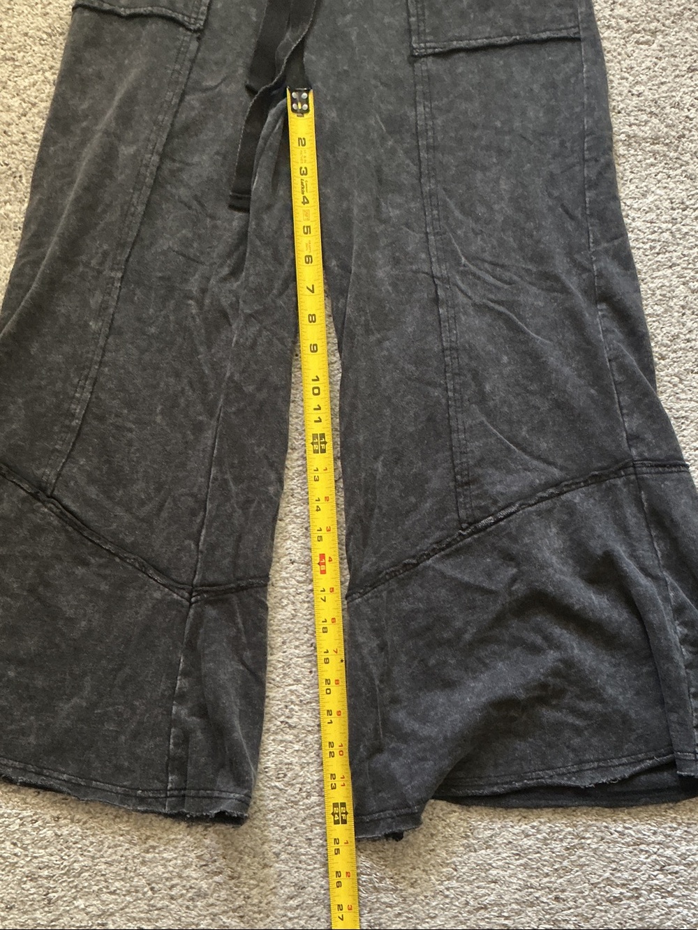 New Zenana Outfitters Kick Flare Wide Leg Pants ~ Washed Charcoal Black - Picture 8 of 10